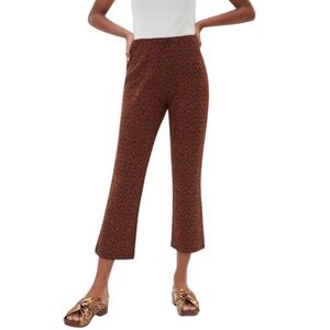 Anthropologie Women’s Mikaela Crop Flare Animal Print Brown Patterned Pants
